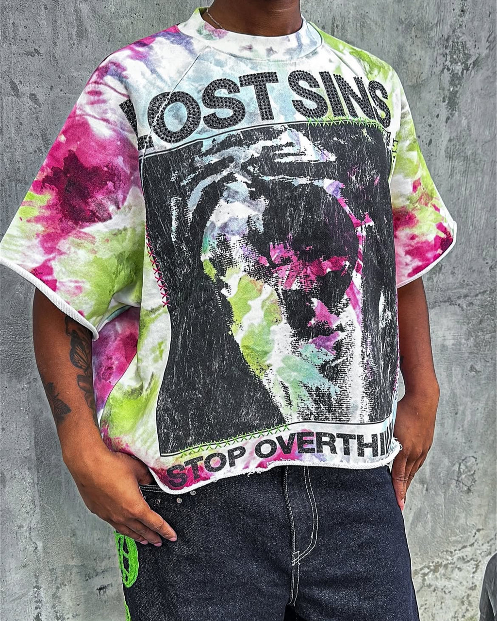 "GEEKER" TYE-DYE CUTOFF SHIRT